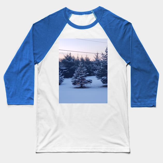 Christmas tree in the snow Baseball T-Shirt by MKW716girl